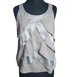 Alfani top ruffle front sleeveless round neck gray sz XS